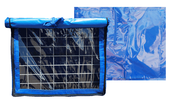 Windows with Covers on Each Side of the Cover, great for added light. Zip shut covers for privacy